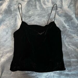Alice and Olivia black velvet spaghetti strap top size small